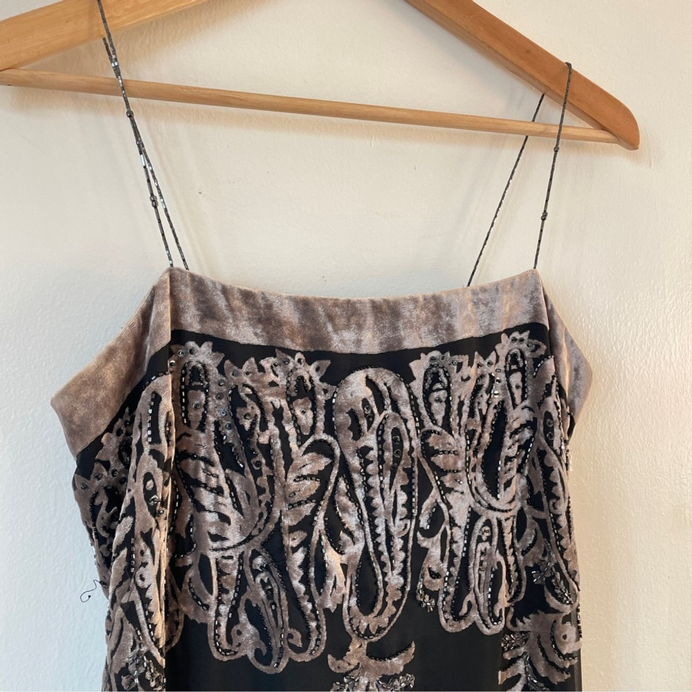 Vintage Black Velvet Maxi Dress Beaded Y2K whimsigoth Fairy Grunge Boho M